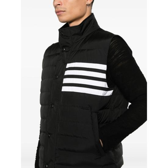 THOM BROWNE Shiny Ripstop Lightweight Down 4-Bar Vest Black