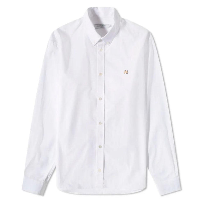 Maison Kitsune Classic Fox Head Long Sleeve Shirt White Men