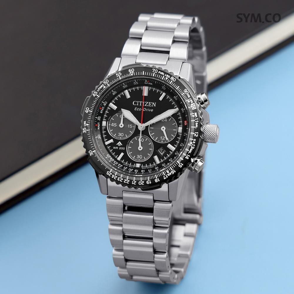 CITIZEN Promaster Chronograph Black Dial Eco-Drive Men’s Metal Watch CA4664 60E