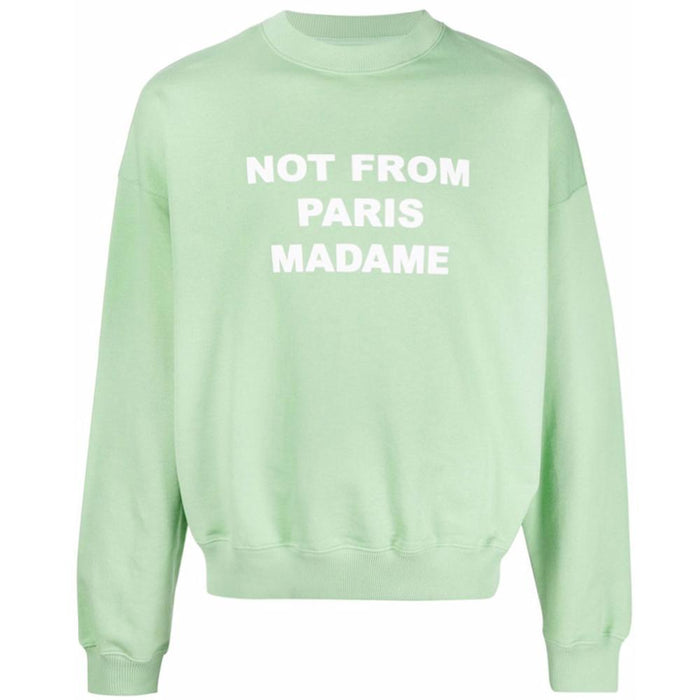 DROLE DE MONSIEUR Light Green Slogan Print Sweatshirt