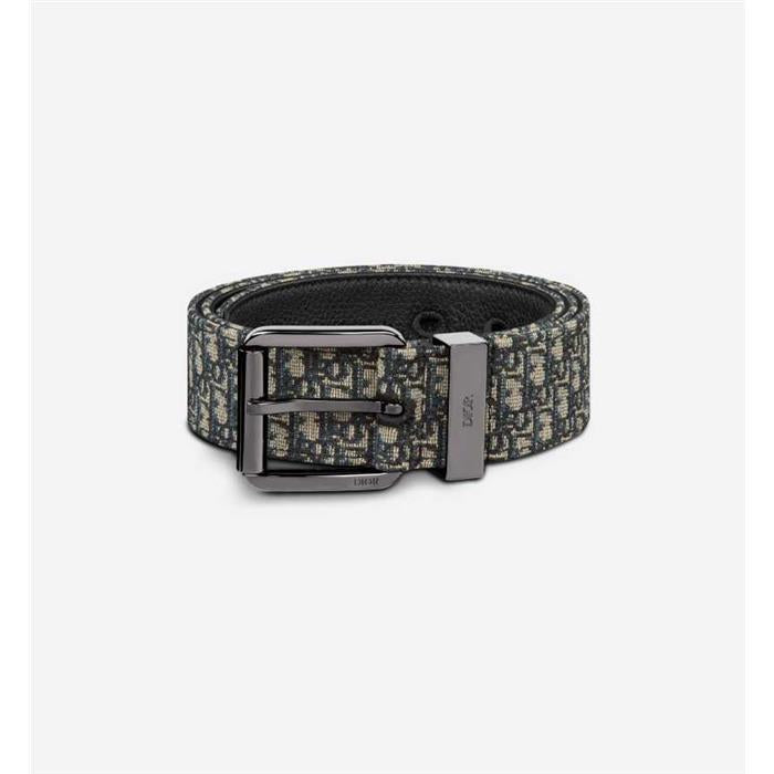 DIOR Men’s Leather Belt 35mm Black Silver Buckle
