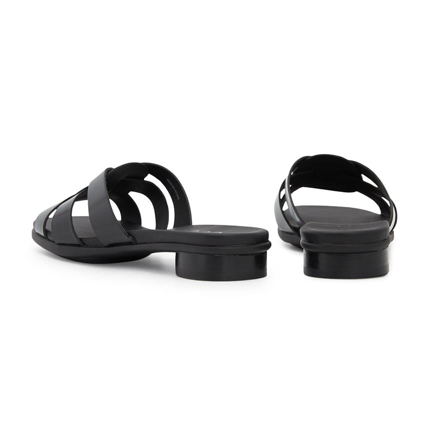 ecco Scalloped Alba 25 Women’s Leather Slide Sandals Black