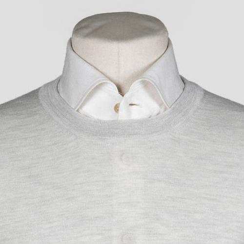 Brunello Cucinelli Beige Virgin Wool Cashmere Crewneck Knit Sweater