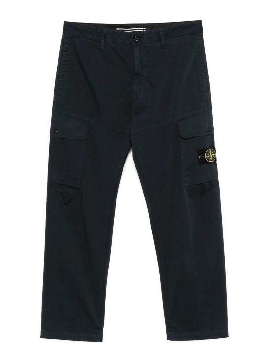 STONE ISLAND Stretch Cotton Satin Organic Cargo Pants Black