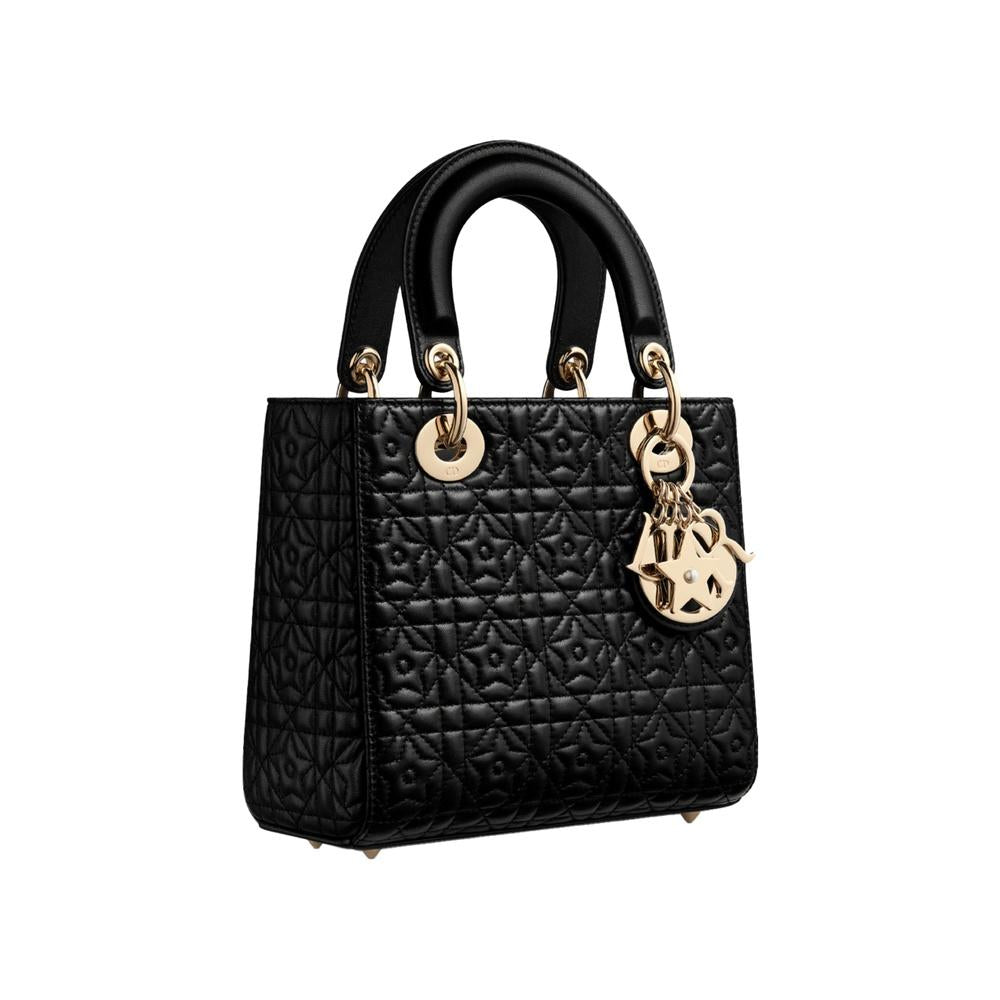 DIOR Small Lady Tote Bag Black Leather Handbag