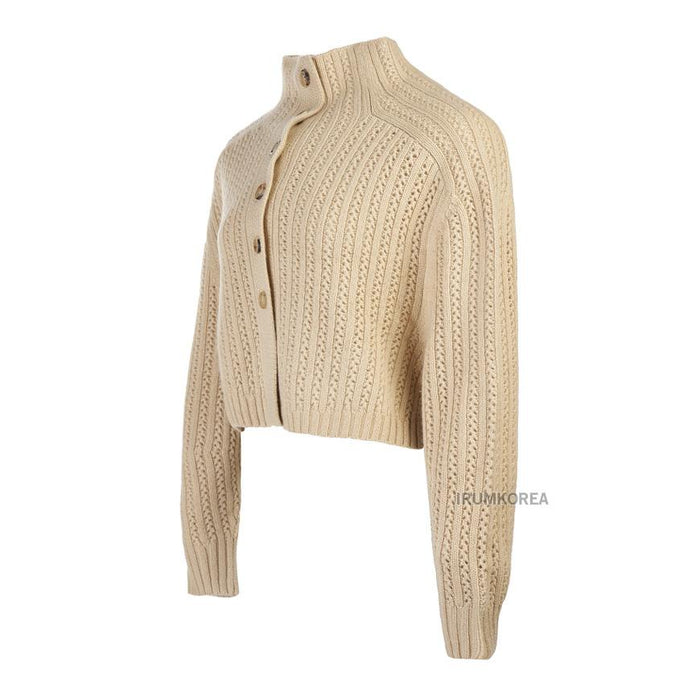 Max Mara Women’s Cropped Round Neck Knit Sweater HODEIDA Beige
