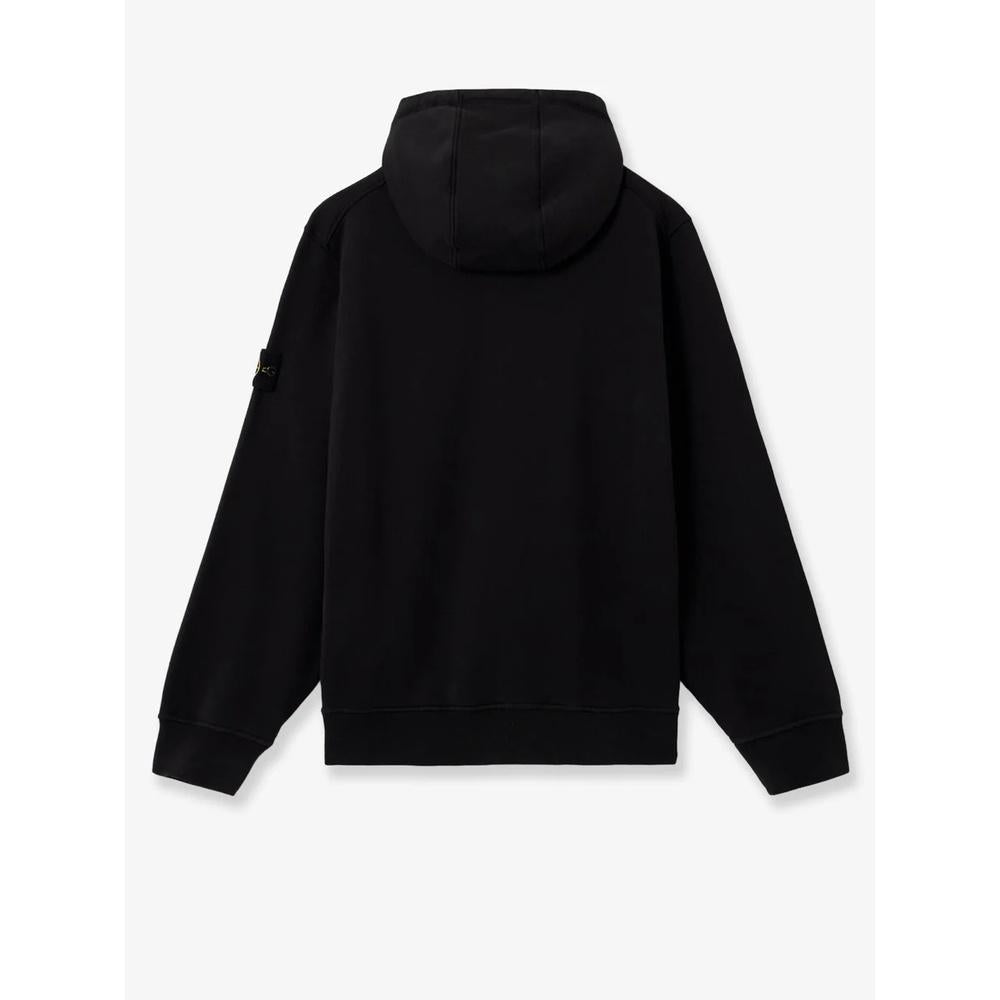 STONE ISLAND Logo Patch Hooded Zip-Up Jacket Black Men’s