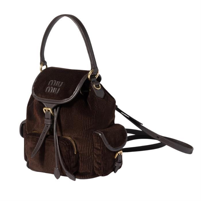 Miu Miu Corduroy Medium Backpack Brown