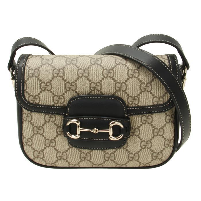 GUCCI Horsebit 1955 Soft Small Shoulder Bag Beige Leather