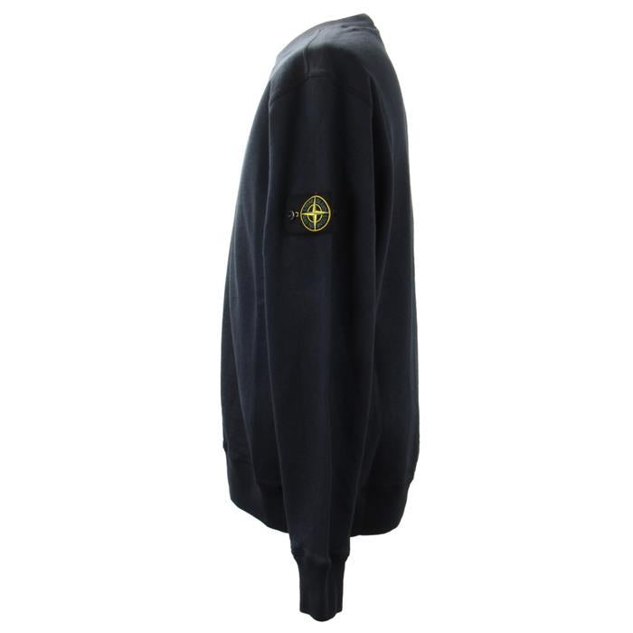STONE ISLAND Slub Effect Crewneck Sweatshirt Black Men
