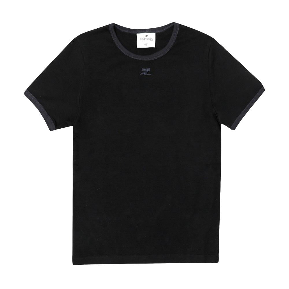 courreges Contrast Logo Short Sleeve Women's T-Shirt 125JTS017 JS0203 B175