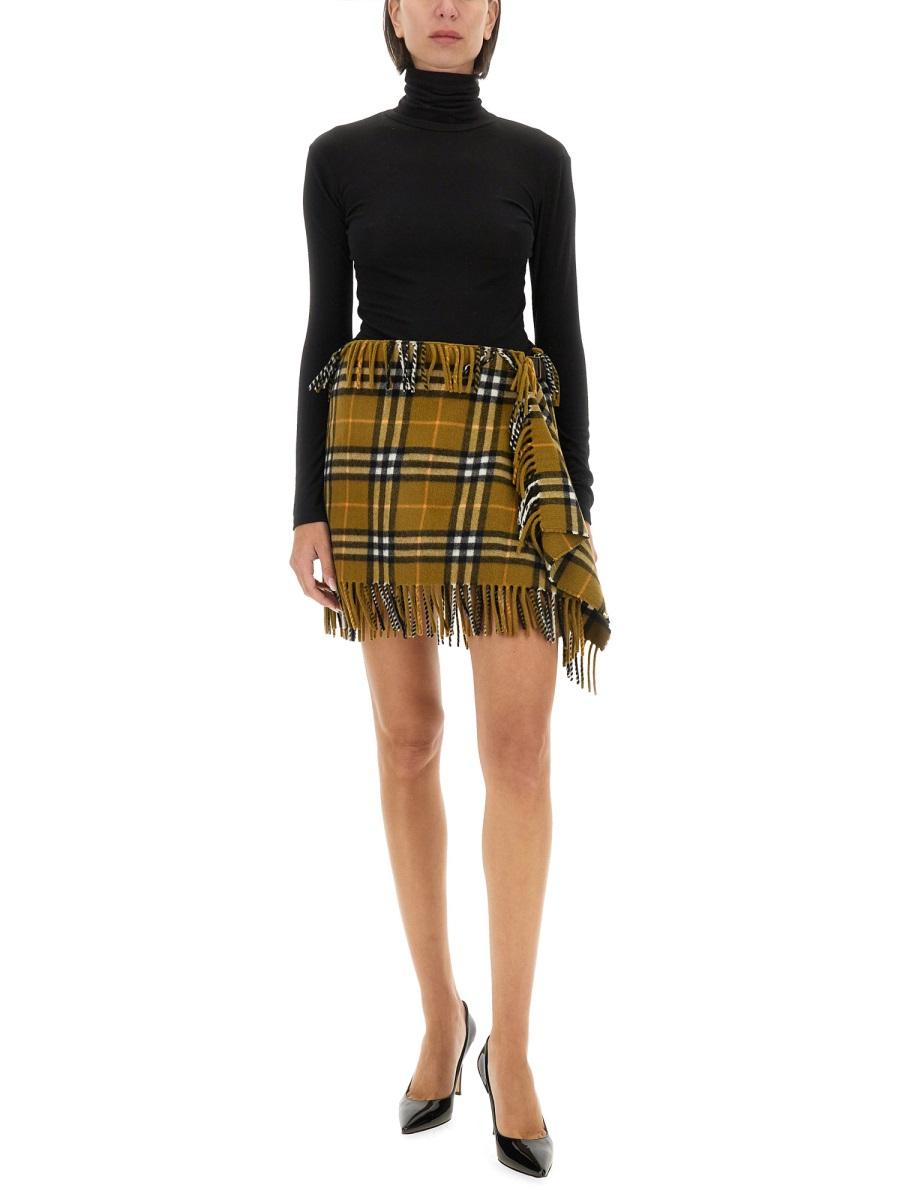BURBERRY Wool Blend Plaid Mini Skirt
