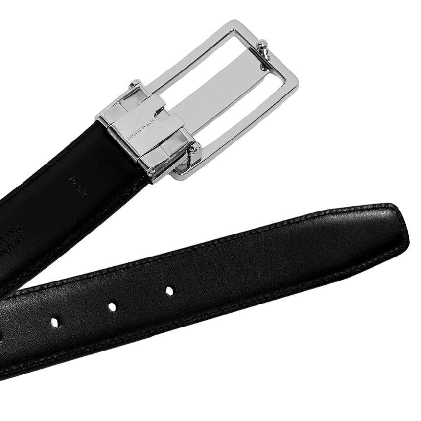 Montblanc Saffiano Reversible Black Belt with Square Buckle