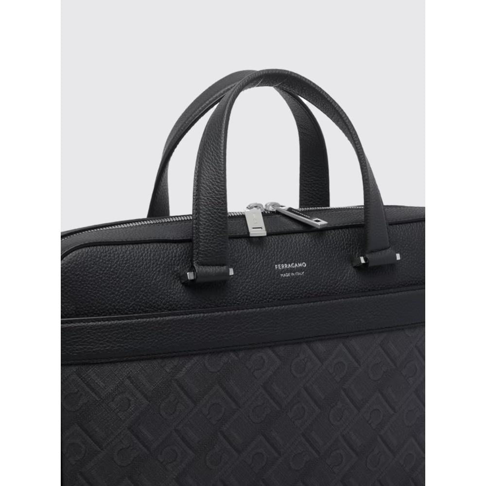 Ferragamo Monogram Leather Business Tote Bag Black