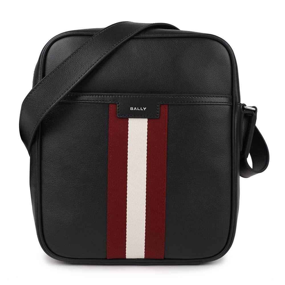 BALLY Black Leather Cord Crossbody Bag MAC05K VT825 U901P