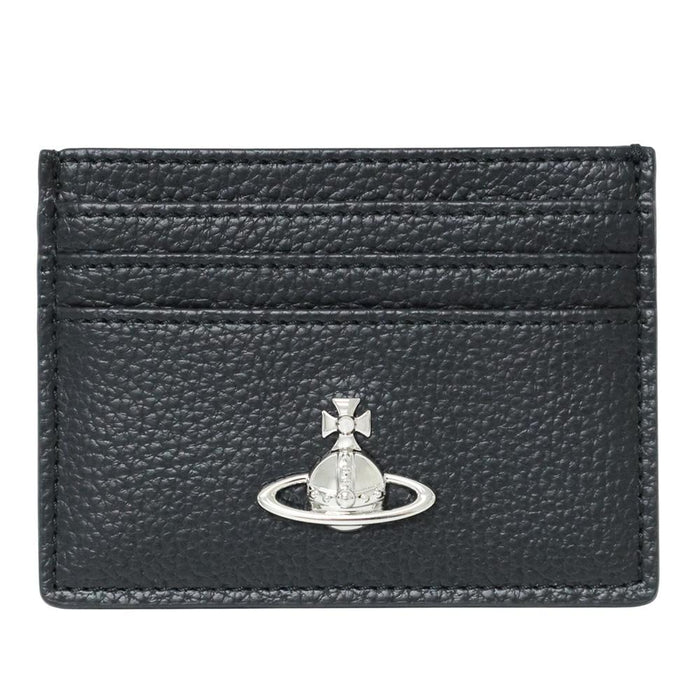 Vivienne Westwood ORB Logo Leather Card Holder Black Women