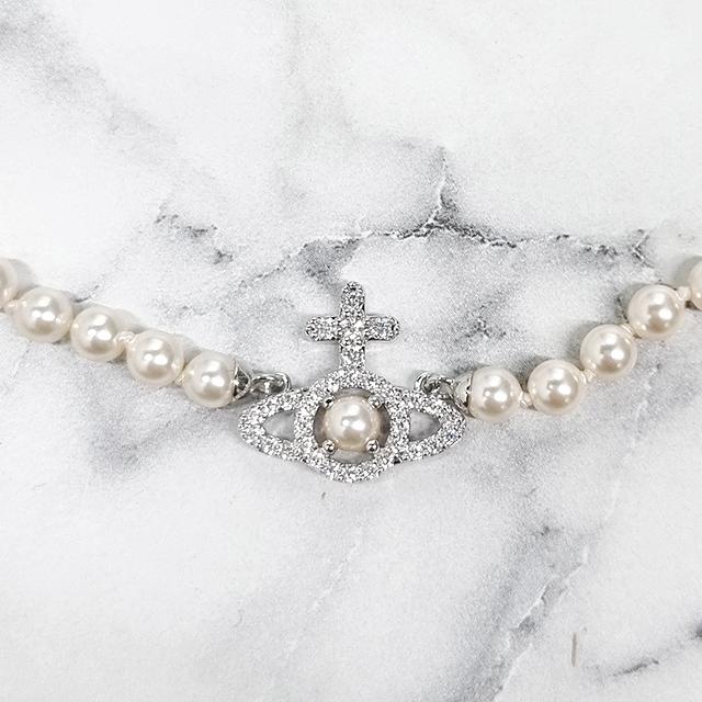 Vivienne Westwood Olympia Pearl Necklace Silver Tone