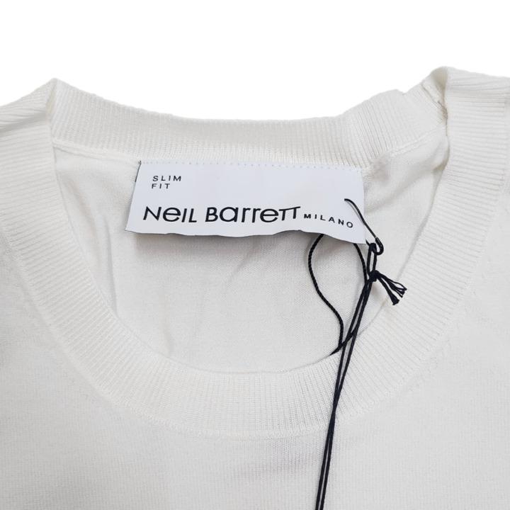 Neil Barrett Men’s White Tech Knit Short-Sleeve T-Shirt PBMA1063E C600