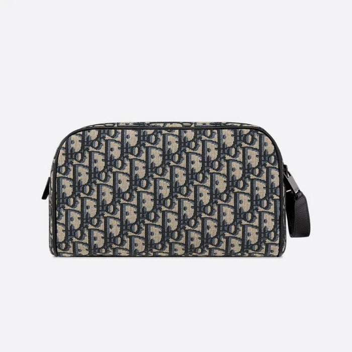 DIOR Oblique Beige Black Toiletry Golf Pouch Unisex