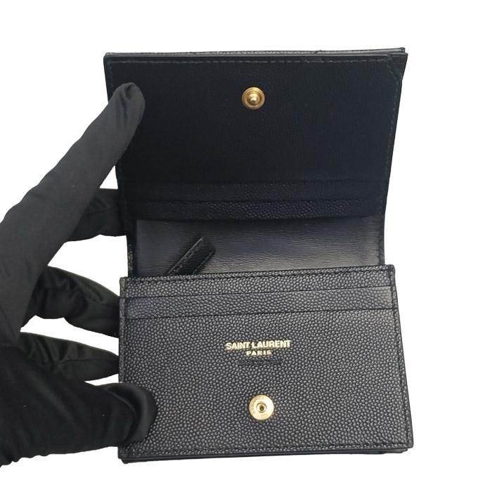Saint Laurent Gold-Tone Cassandre Matelassé Leather Card Holder