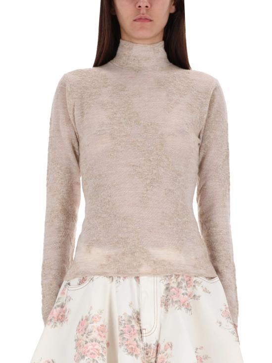 GANNI Turtleneck Sweater Women’s Knit Fall/Winter Black K2641934 BEIGE DOM
