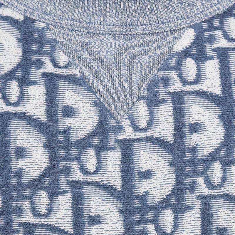DIOR Blue/White Oblique Casual Fit Cotton Jersey T-Shirt