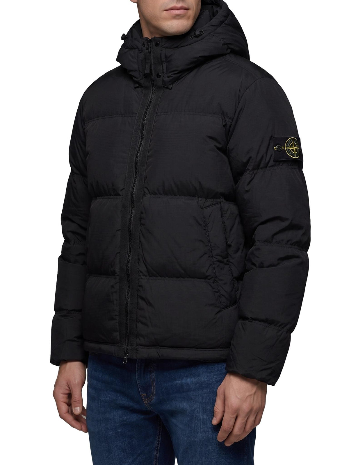 STONE ISLAND Black Nylon Down Puffer Jacket for Men
