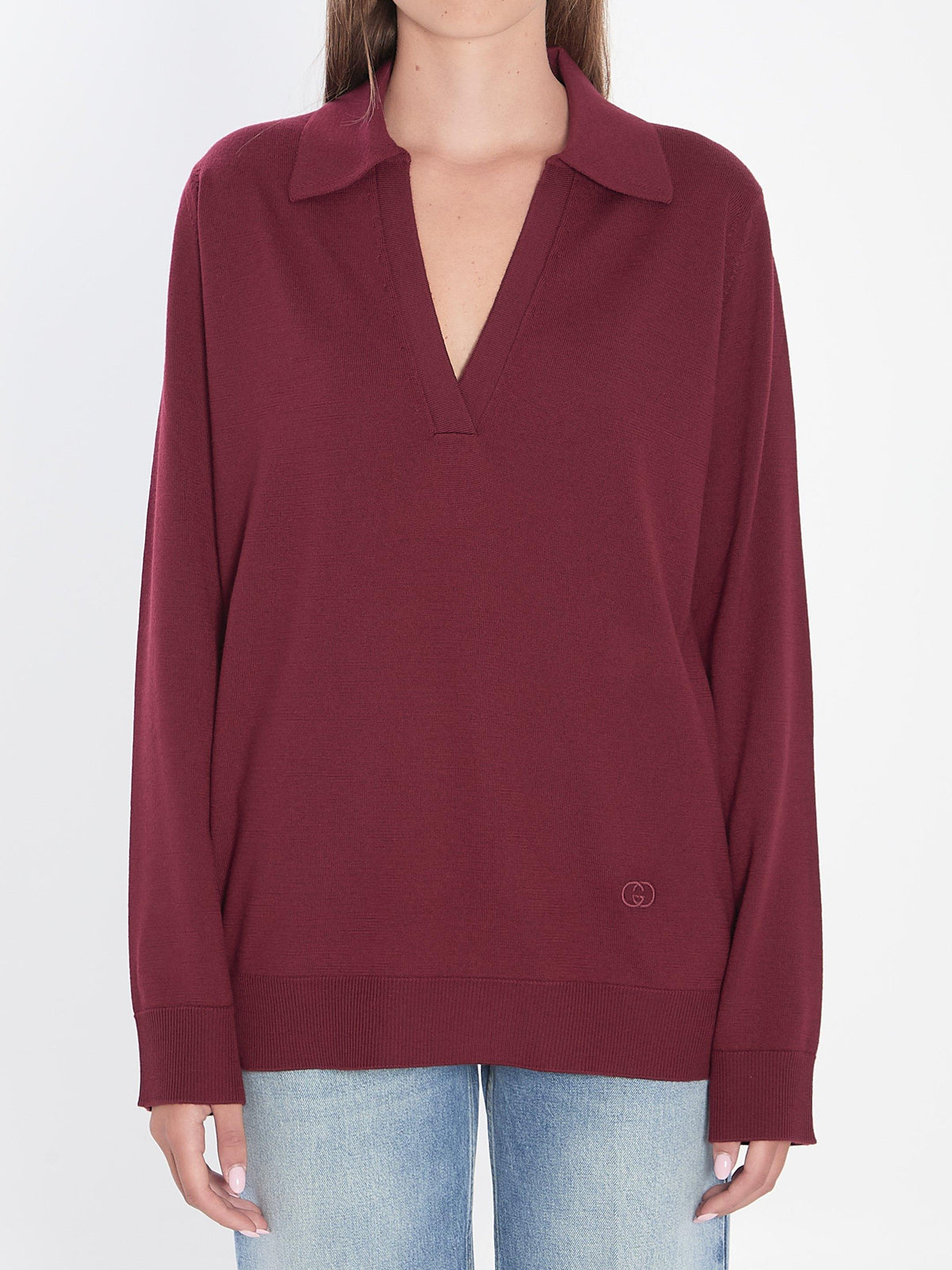 GUCCI Red Logo Long Sleeve Sweatshirt