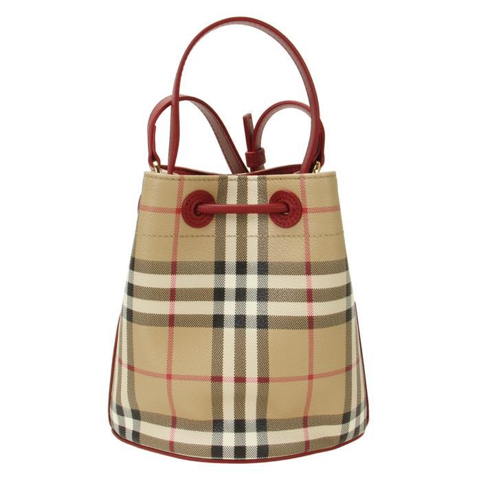 BURBERRY Mini Check Bucket Bag Tote