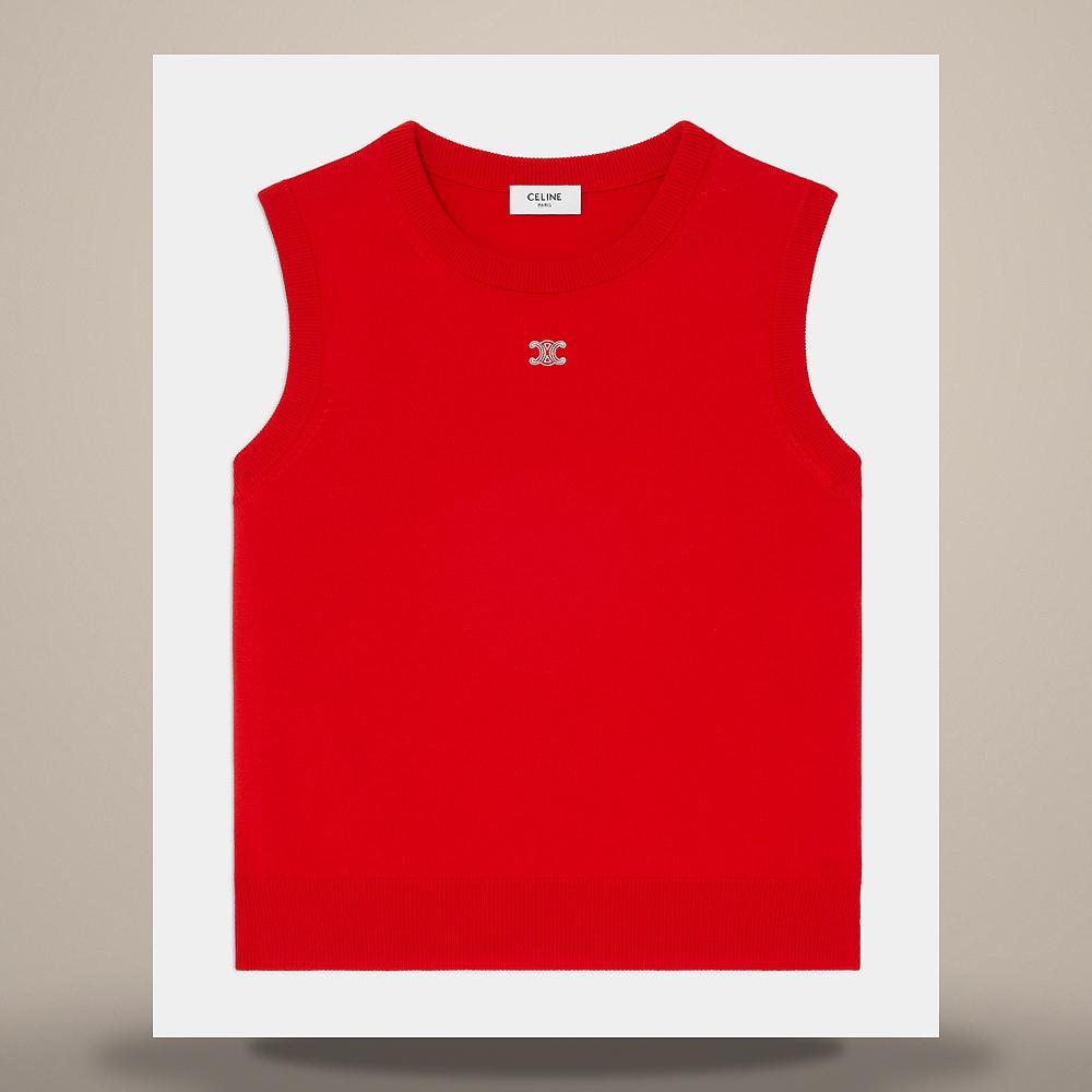 CELINE Top Fine Wool Red Long Sleeve Shirt RX0I70100 27RO