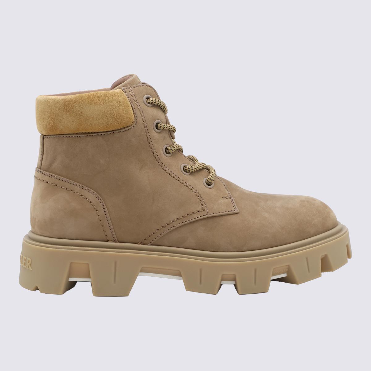 Moncler Black Leather Ankle Lace-Up Boots for Men