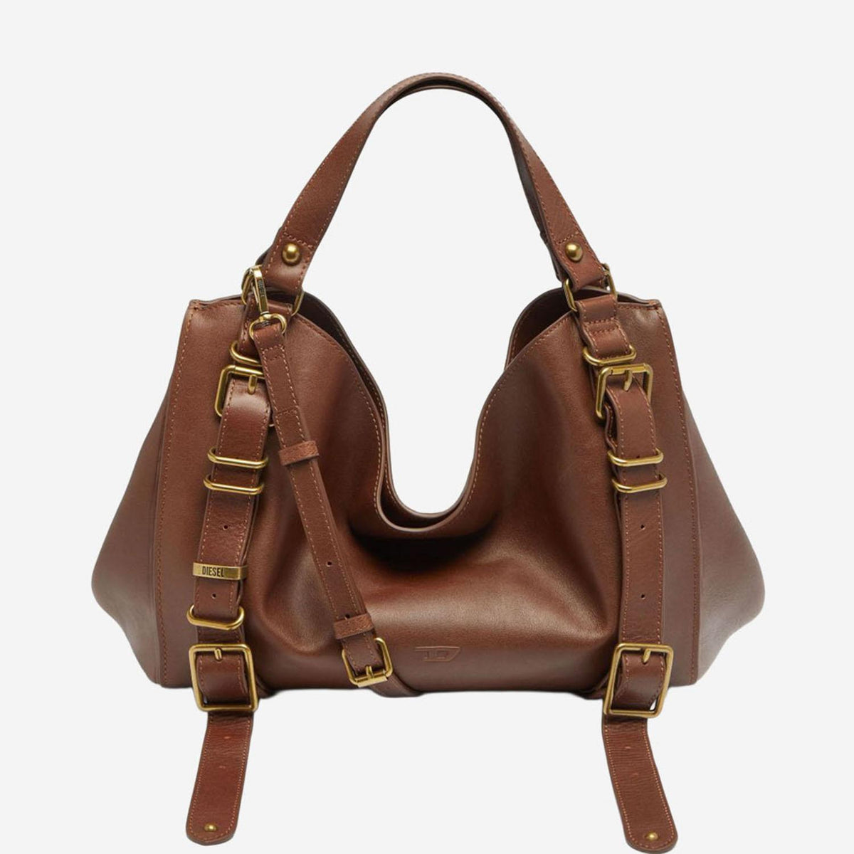 DIESEL Brown Leather Tote Shoulder Bag