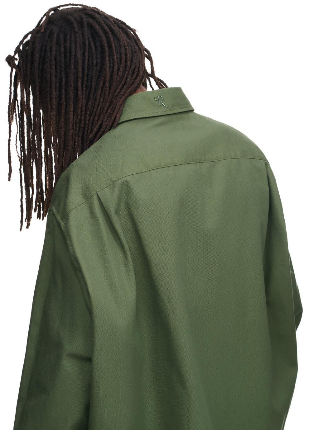 Raf Simons R Pin Oversized Khaki Denim Shirt Jacket 222 M243 10080 0023