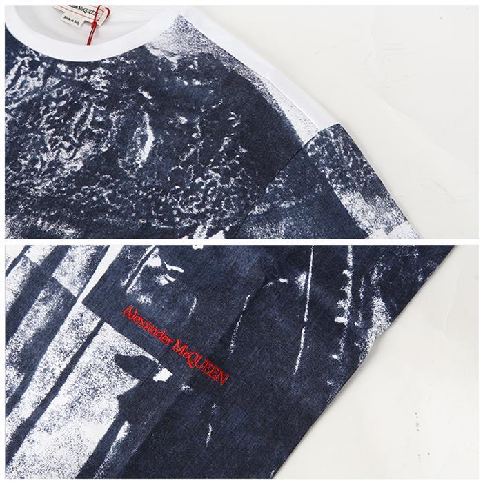 Alexander Mcqueen Art Print Short Sleeve T-Shirt Black Cotton