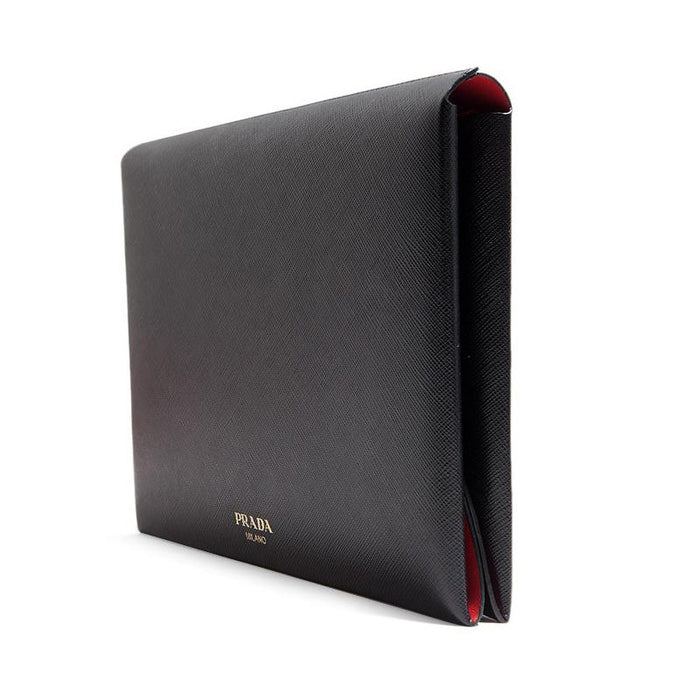 PRADA Saffiano Leather Document Clutch Crossbody Bag 1MD007 BLACK