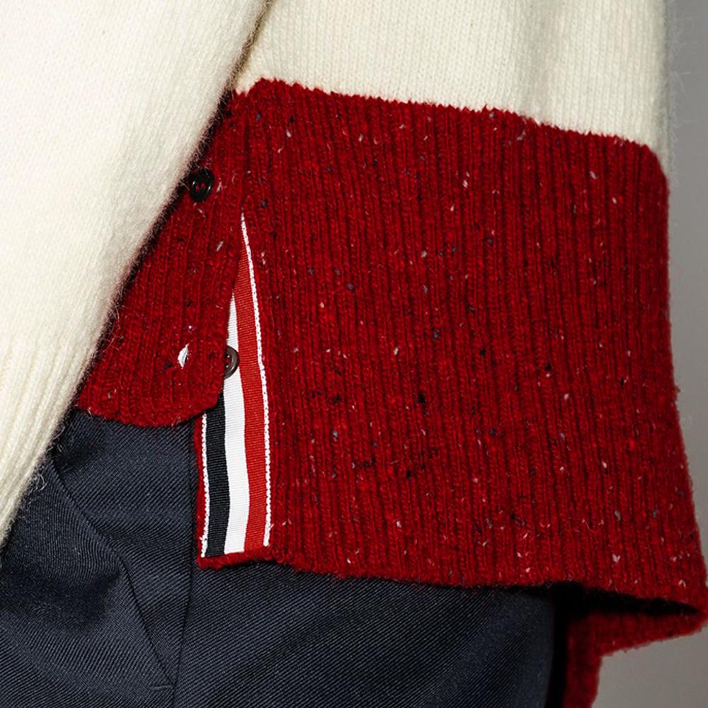 THOM BROWNE Diagonal Stripe V-Neck Mohair Cardigan MKC367A Y1502 100