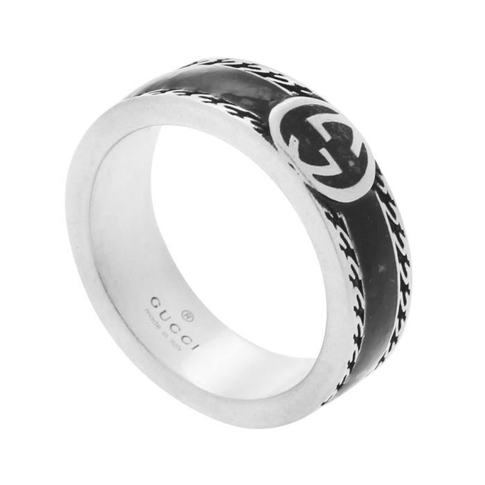 GUCCI Interlocking G Ring Silver-Tone Jewelry YBC 645573 002