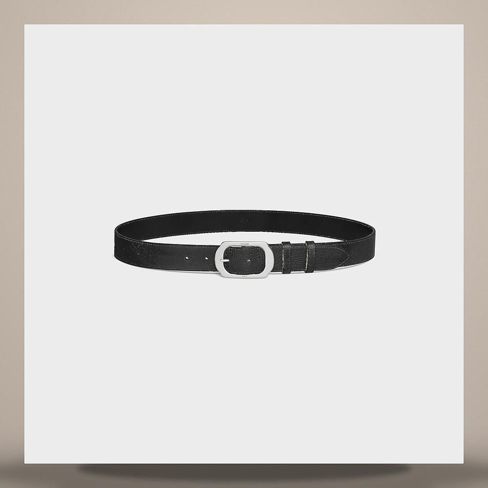 CELINE Vintage Calfskin Black 35mm Belt 45BNG3ATS 38KI