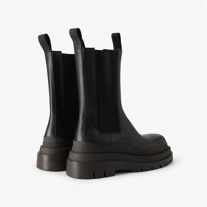 Bottega Veneta Tire Chelsea Leather Mid Boots Black Men
