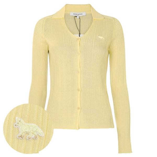 Maison Kitsune Pastel Yellow Baby Fox Fitted Cardigan