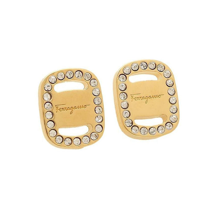 Ferragamo Logo Crystal Small Earrings Gold 76 0224 0717135