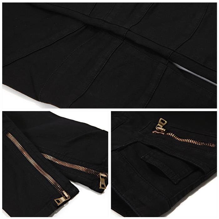 Balmain Women’s Black Biker Pants with Gold Zipper 5455 161N C0100