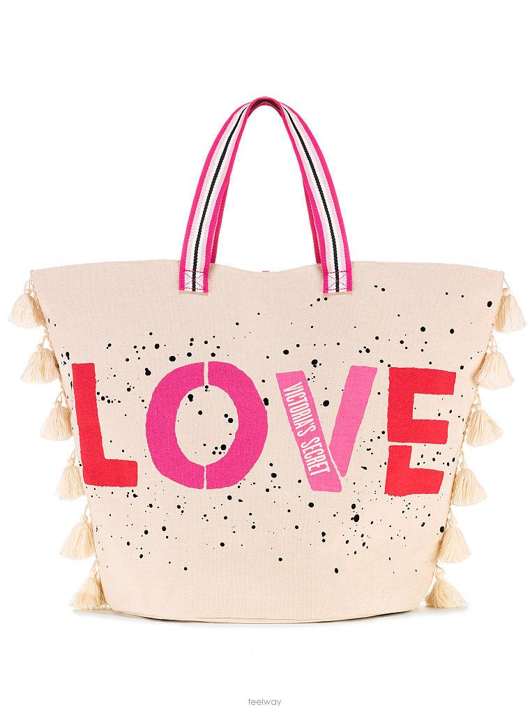 Victoria's secret Canvas Tassel Love Tote Bag Shoulder Bag