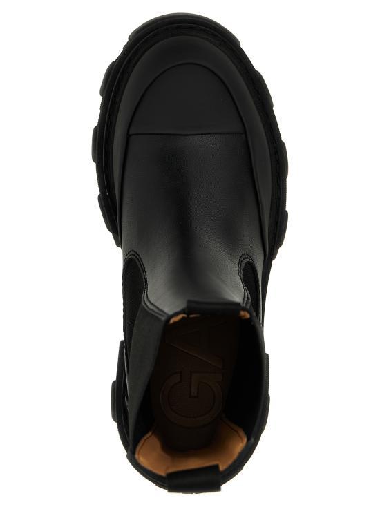 GANNI Black Leather Ankle Boots S3238099 BLACK DOM