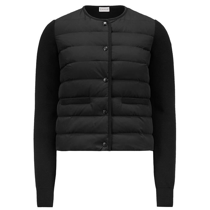 Moncler Wool Zip-Up Padded Cardigan Black Women’s