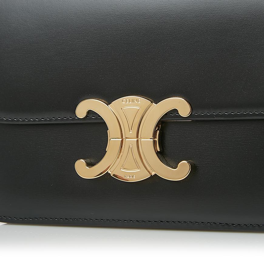 CELINE Teen Triomphe Crossbody Bag Black Leather