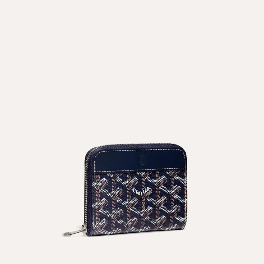 GOYARD Navy Matignon PM Leather Card Holder Wallet for Women MATIGNPMLTY12 CL12P
