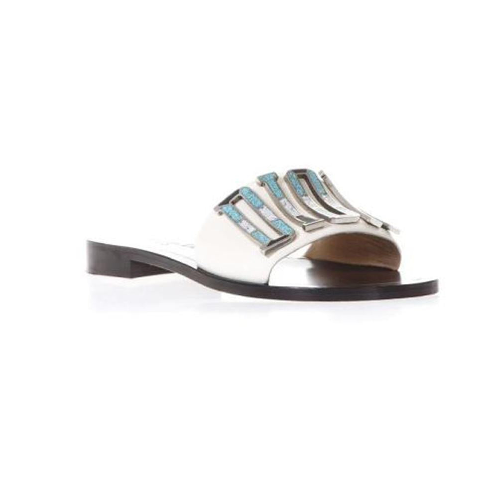 DIOR Metal Logo Mule Slippers White KCF155VEAS 03W