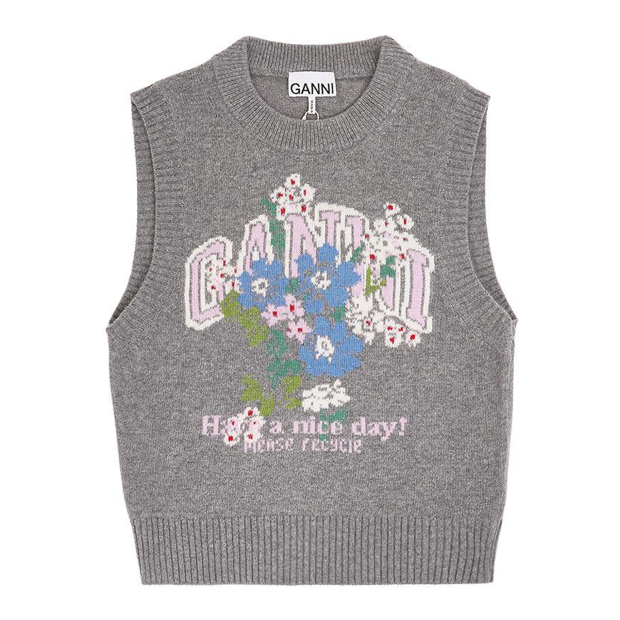 GANNI Floral Graphic Knit Vest for Women