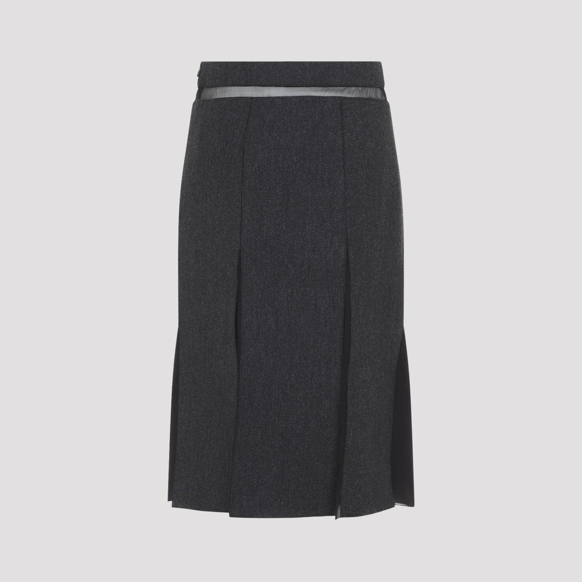 PRADA Black Wool Blend Midi Skirt
